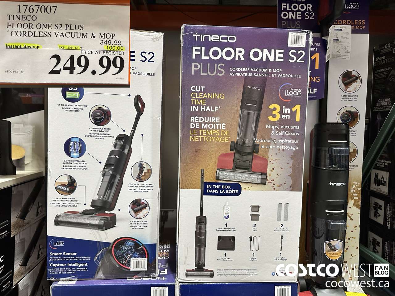 1767007 TINECO FLOOR ONE S2 PLUS CORDLESS VACUUM & MOP ($100.00 INSTANT SAVINGS EXPIRES ON 2024-12-29) $249.99
