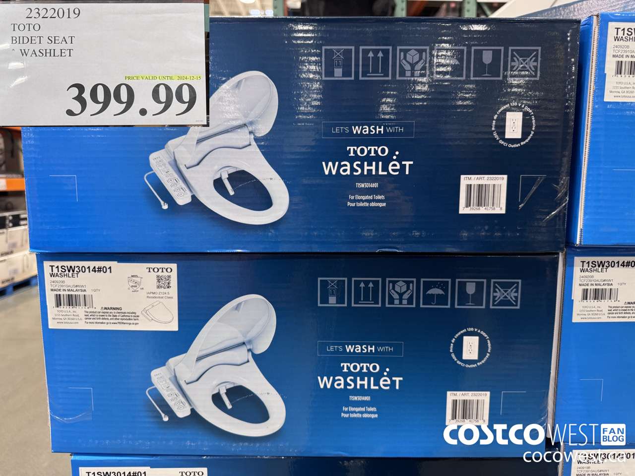 2322019 TOTO WASHLET BIDET SEAT (EXPIRES ON 2024-12-15) $399.99