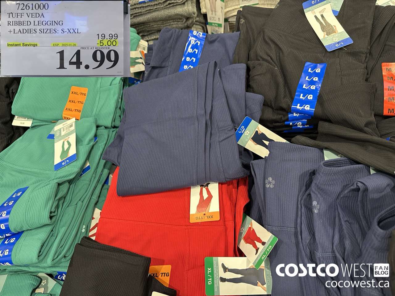 7261000 TUFF VEDA RIBBED LEGGING LADIES SIZES S-XXL ($5.00 INSTANT SAVINGS EXPIRES ON 2025-01-26) $14.99