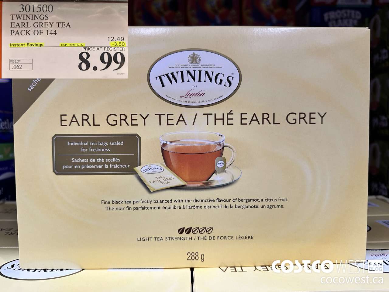 301500 TWININGS EARL GREY TEA 144 COUNT ($3.50 INSTANT SAVINGS EXPIRES ON 2024-12-22) $8.99