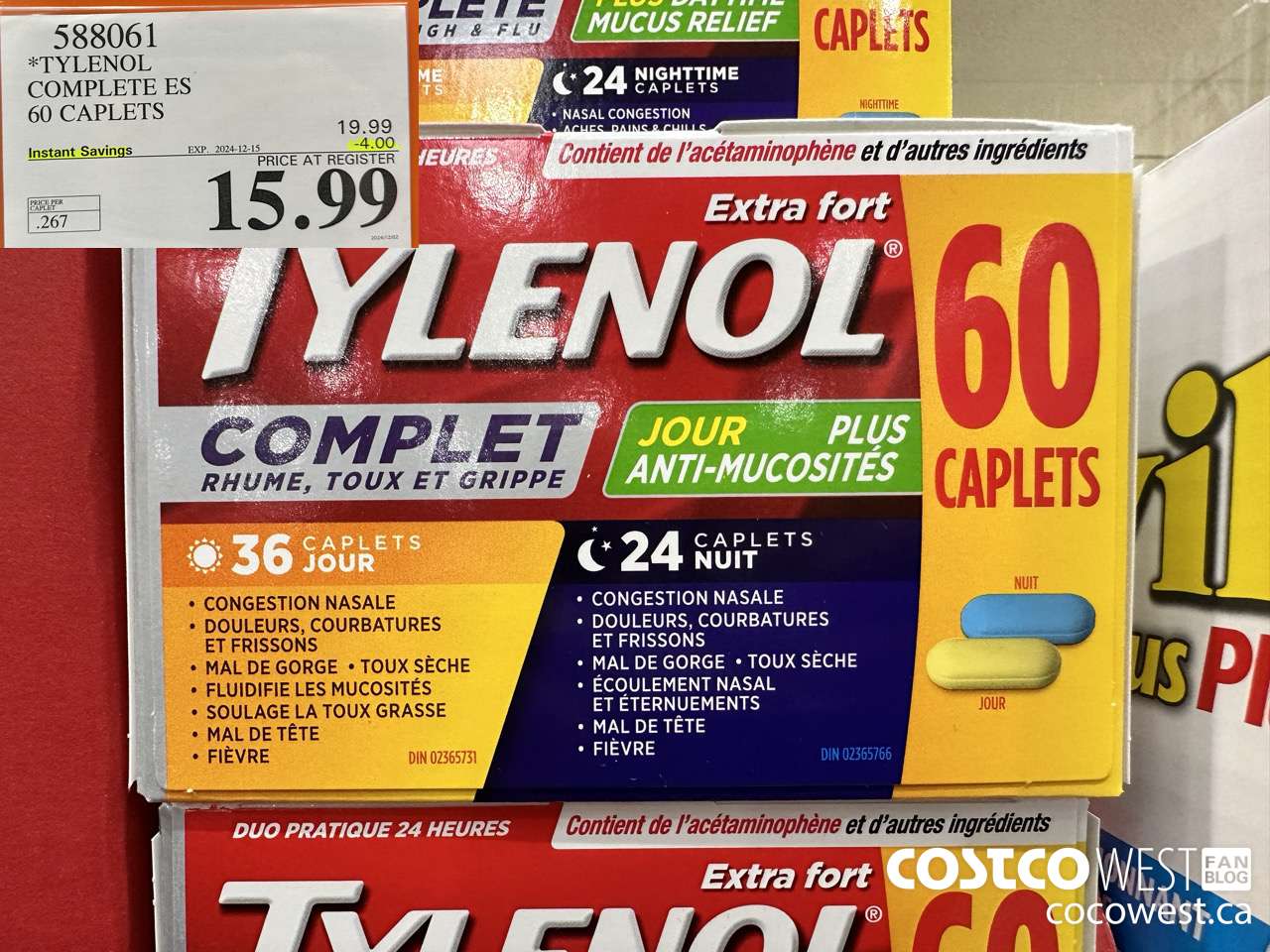 588061 TYLENOL COMPLETE COMPLETE ES 60 CAPS ($4.00 INSTANT SAVINGS EXPIRES ON 2024-12-15) $15.99