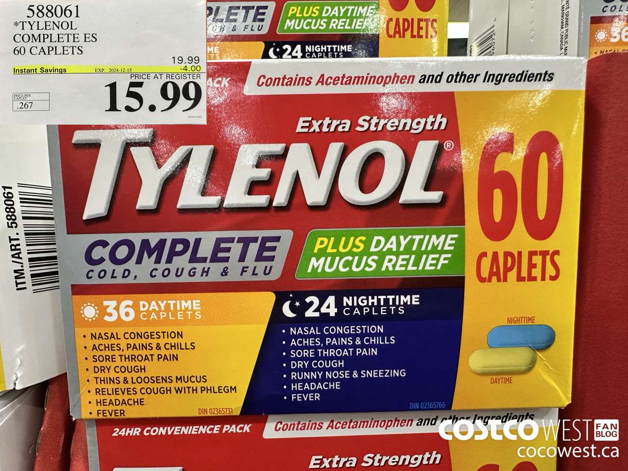 588061 TYLENOL COMPLETE COMPLETE ES 60 CAPS ($4.00 INSTANT SAVINGS EXPIRES ON 2024-12-15) $15.99