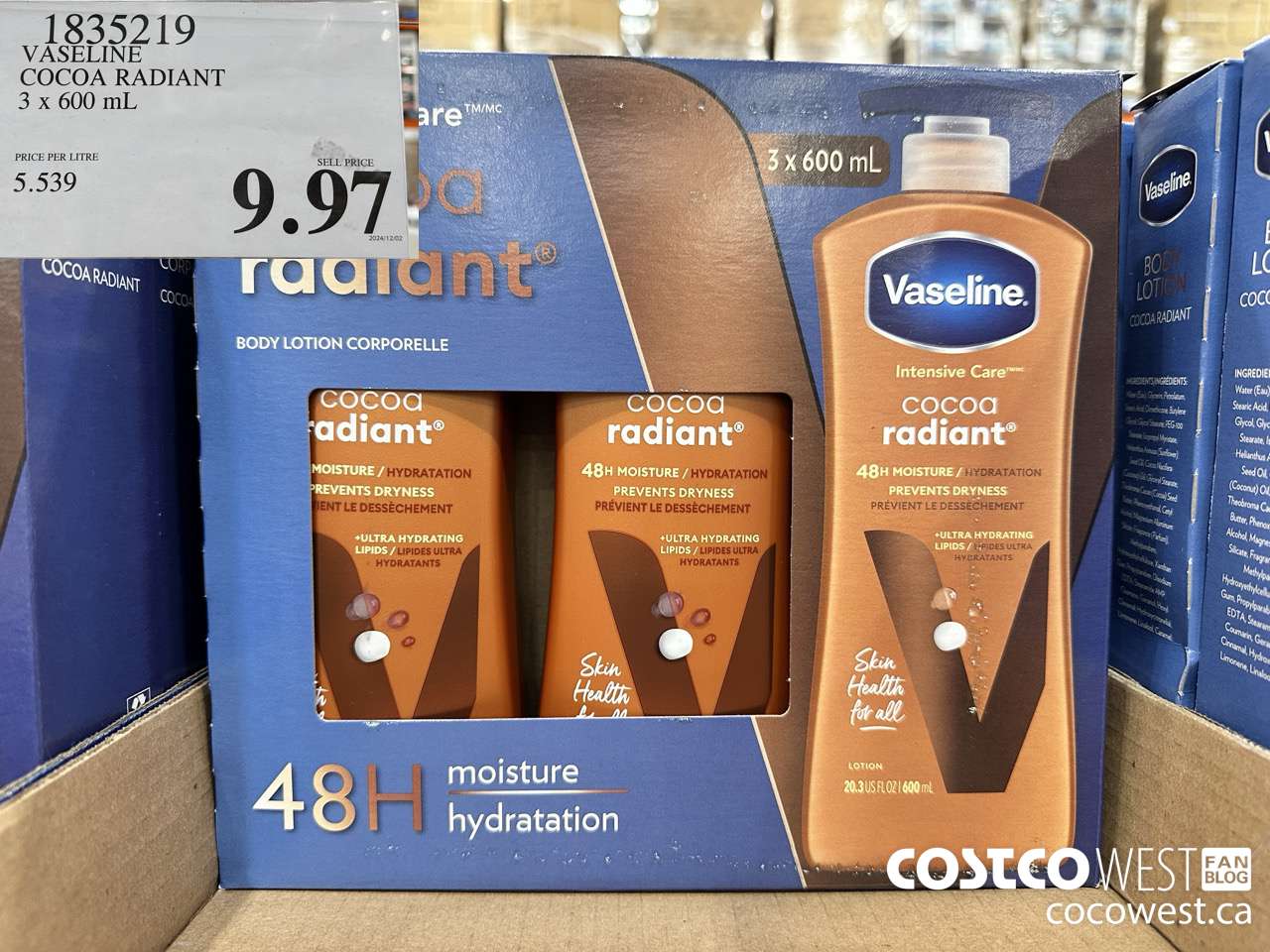 1835219 VASELINE COCOA RADIANT 3 X 600ML $9.97