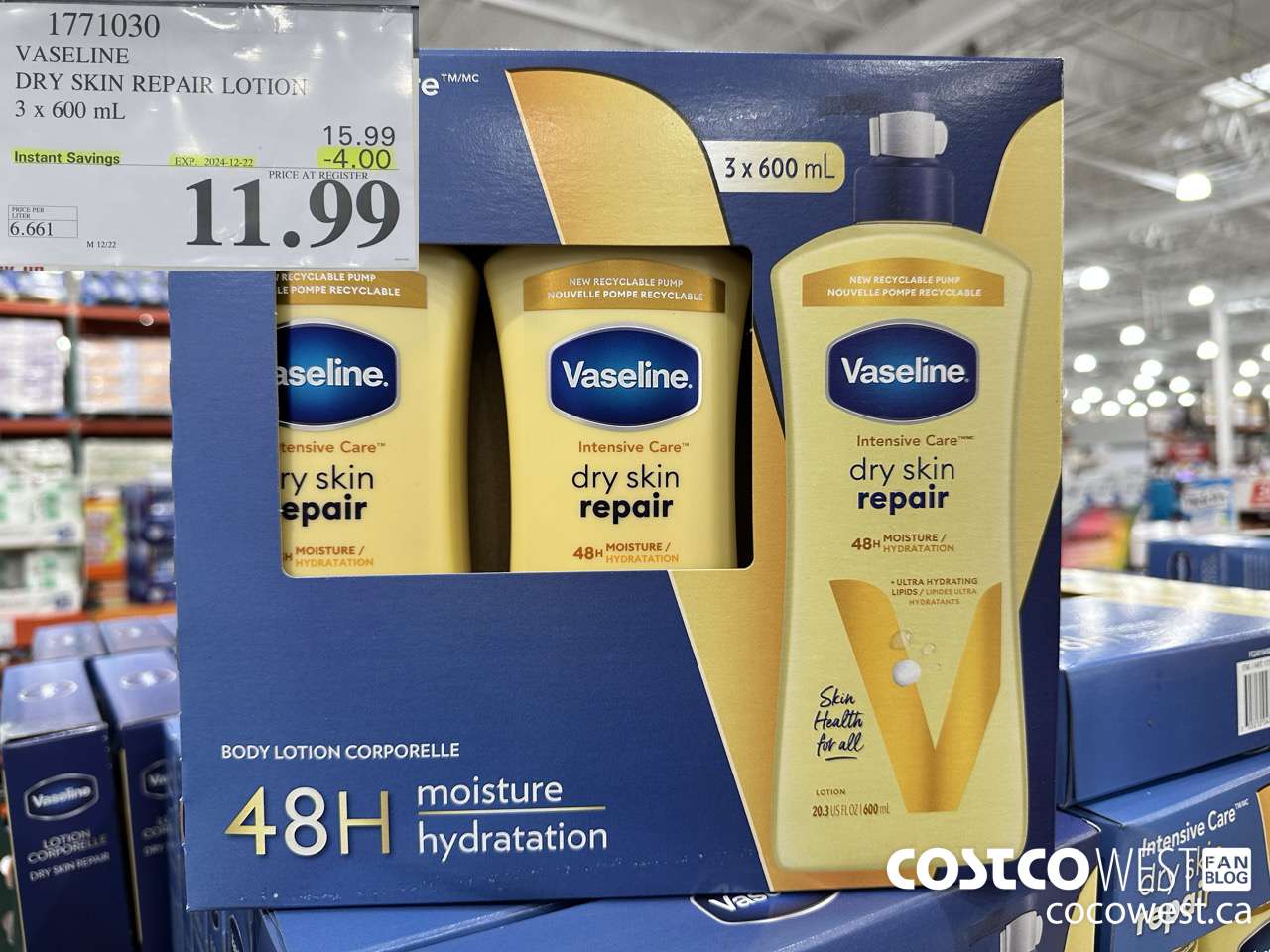 1771030 VASELINE DRY SKIN 3 X 600ML ($4.00 INSTANT SAVINGS EXPIRES ON 2024-12-22) $11.99