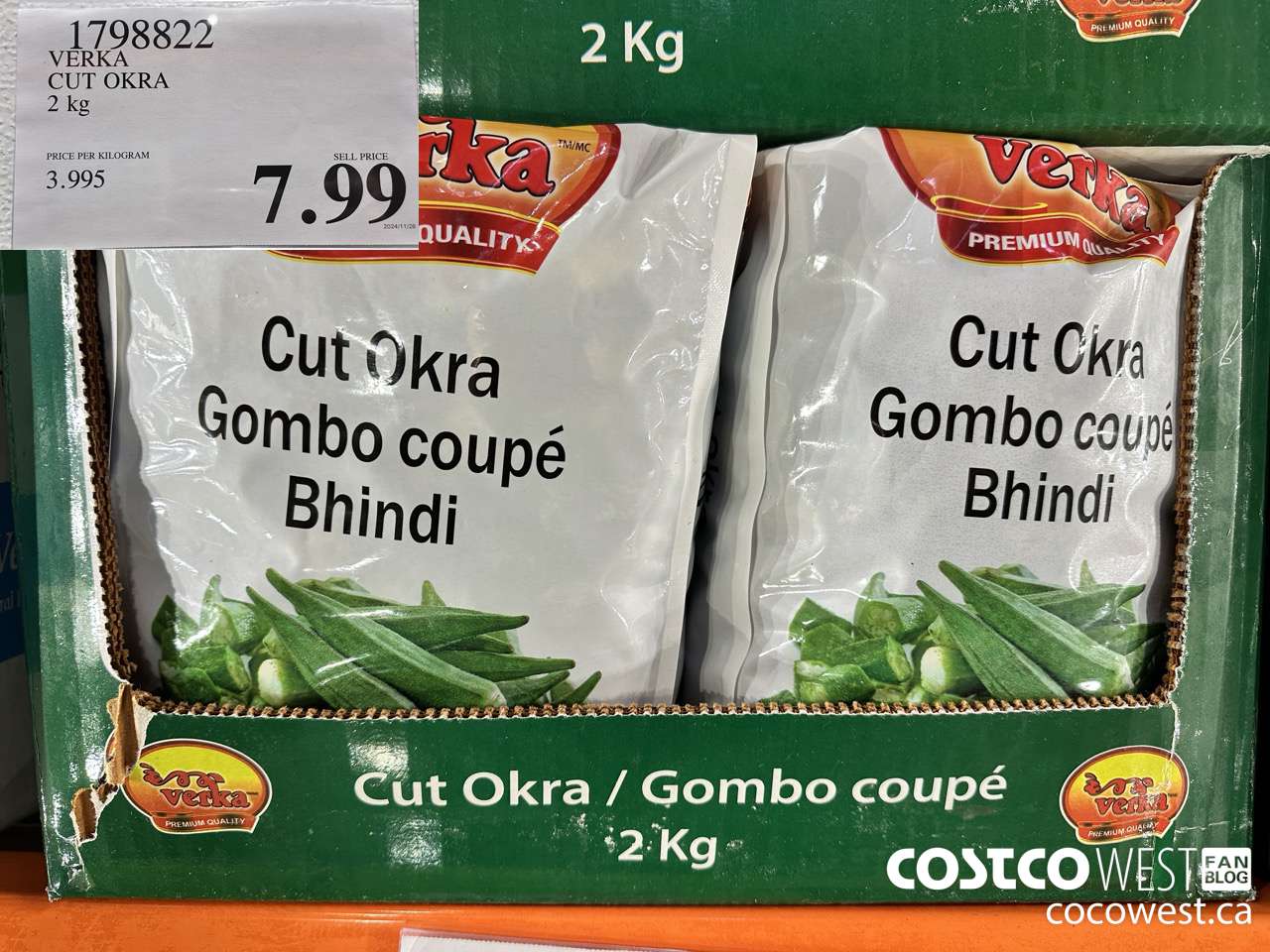 1798822 VERKA CUT OKRA 2KG $7.99