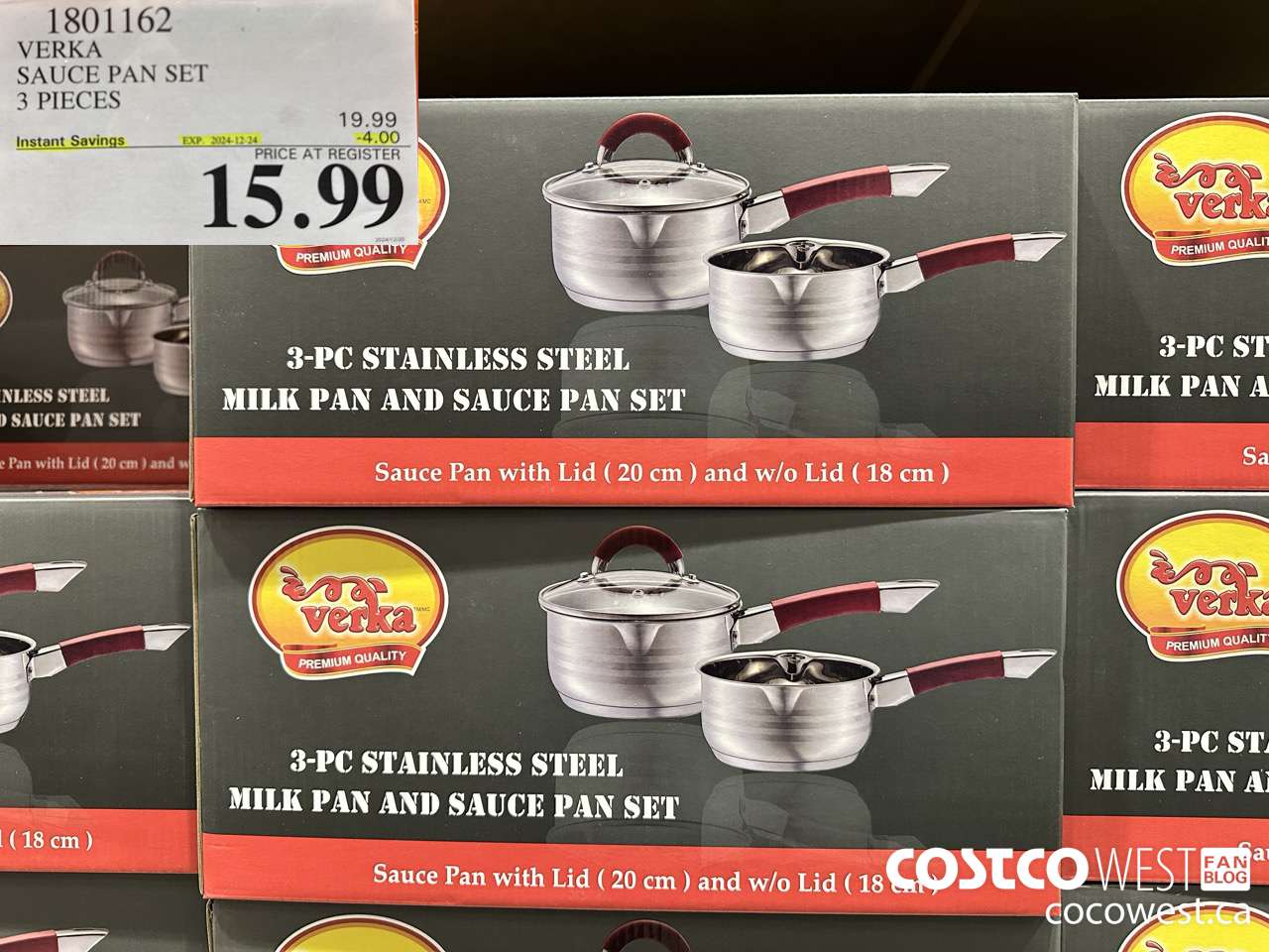 1801162 VERKA SAUCE PAN SET 3 PIECES ($4.00 INSTANT SAVINGS EXPIRES ON 2024-12-24) $15.99