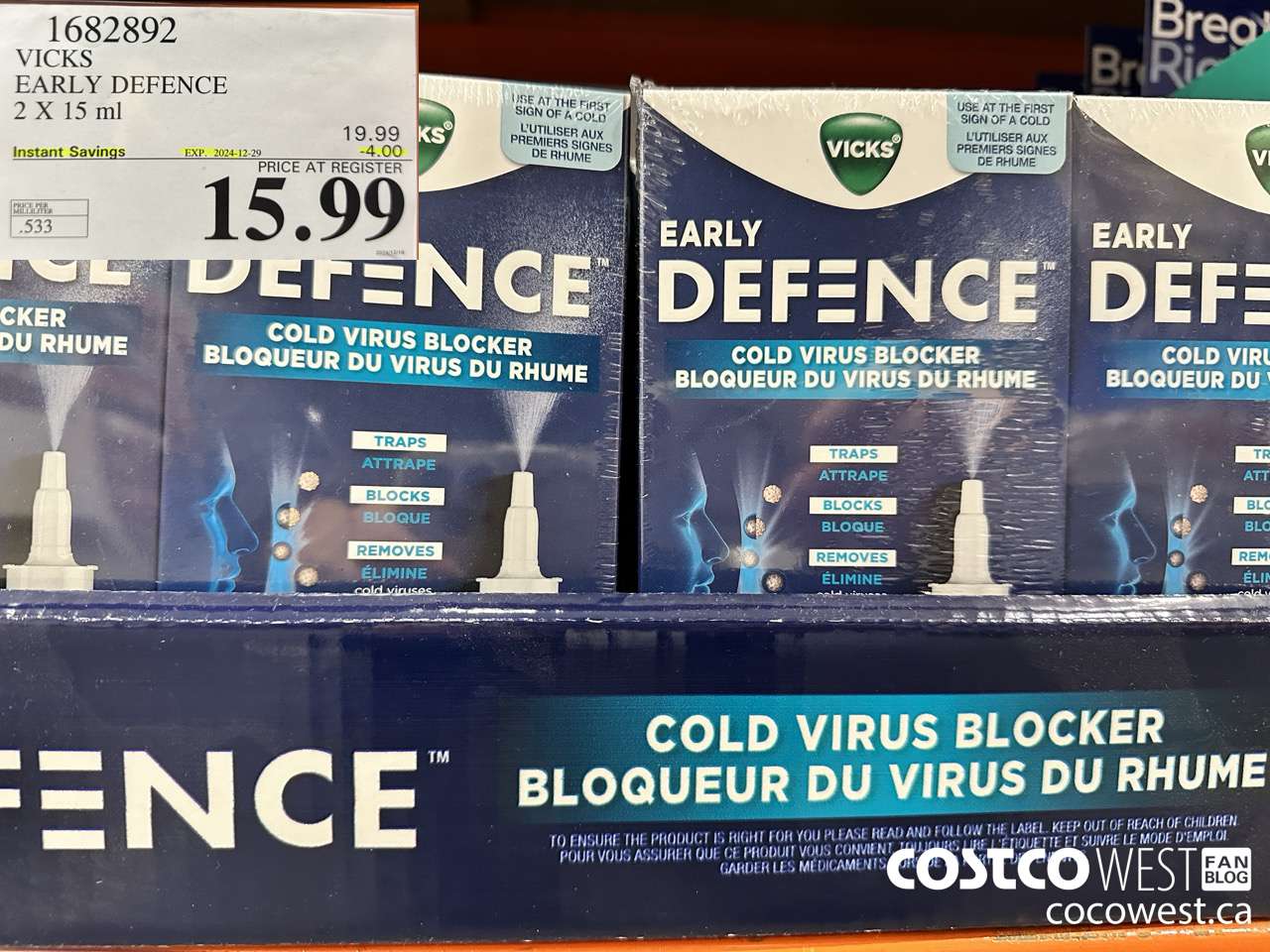1682892 VICKS EARLY DEFENCE 2 X 15 ML ($4.00 INSTANT SAVINGS EXPIRES ON 2024-12-29) $15.99