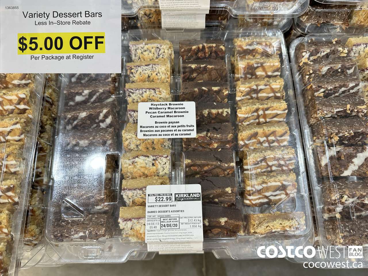 1363855 Variety Dessert Bars 1.850KG ($5.00 INSTANT SAVINGS)