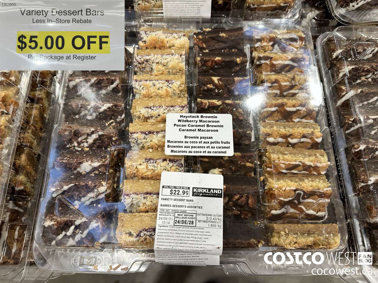 1363855 Variety Dessert Bars 1.850KG ($5.00 INSTANT SAVINGS)