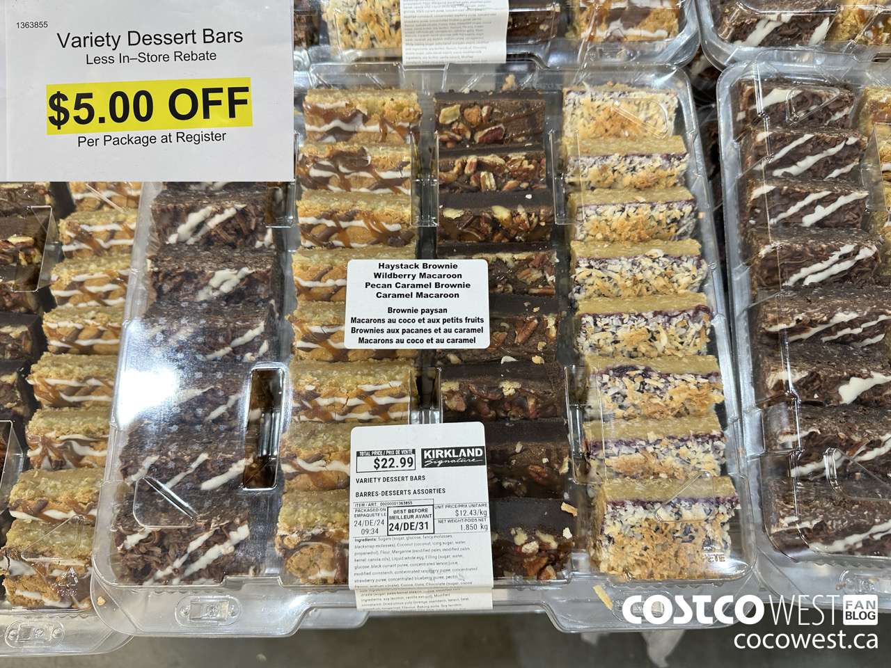 1363855 Variety Dessert Bars 1.850KG ($5.00 INSTANT SAVINGS)