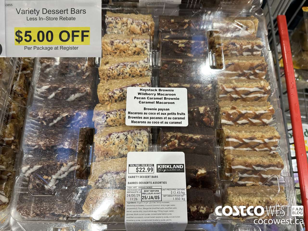 1363855 Variety Dessert Bars 1.850KG ($5.00 INSTANT SAVINGS)