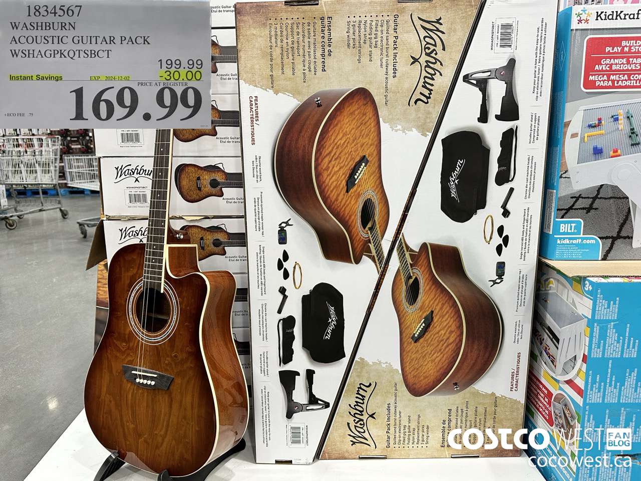 1834567 WASHBURN ACOUSTIC GUITAR PACK WSHAGPKQTSBCT ($30.00 INSTANT SAVINGS EXPIRES ON 2024-12-02) $169.99