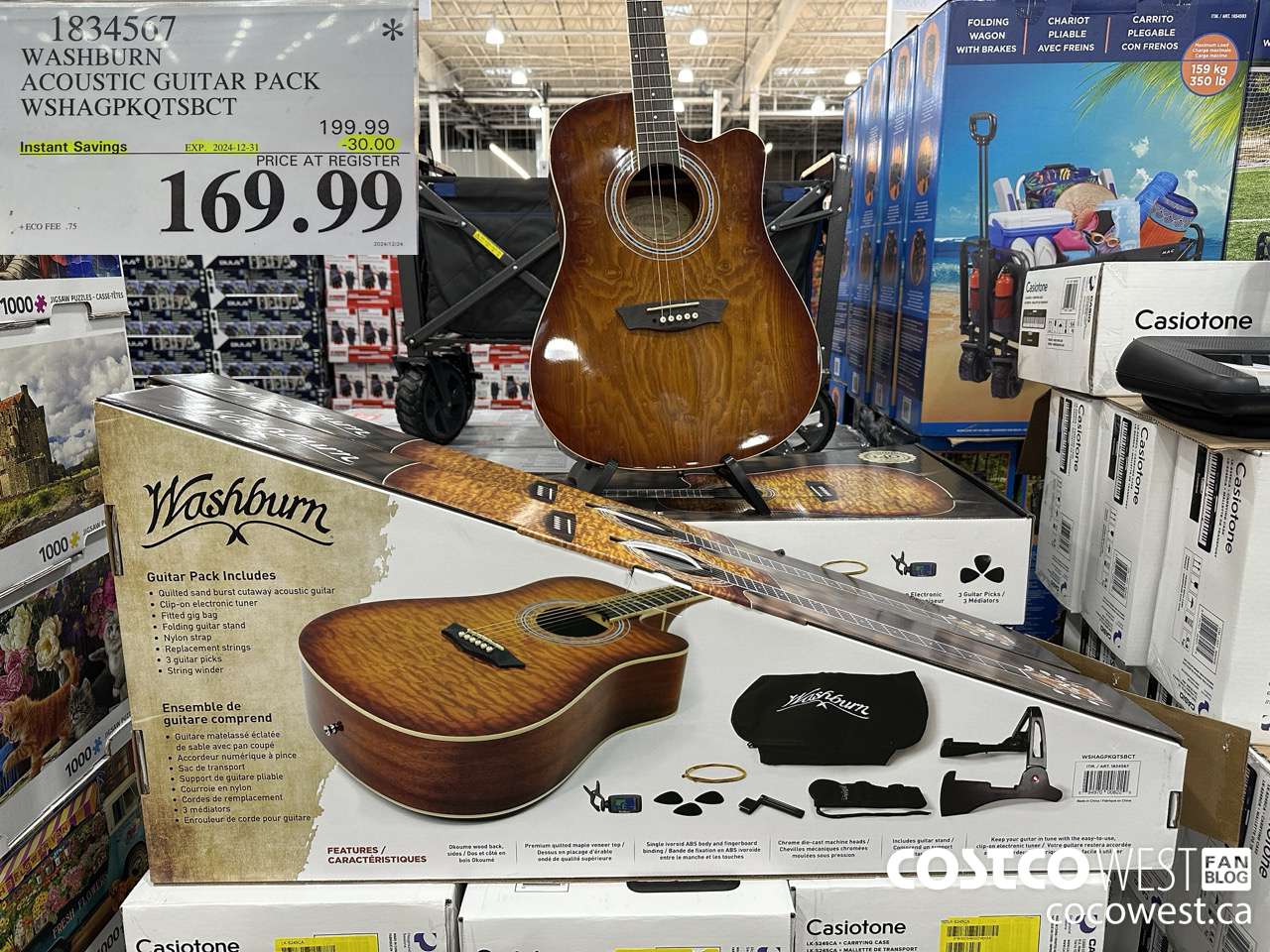 1834567 WASHBURN ACOUSTIC GUITAR PACK WSHAGPKQTSBCT ($30.00 INSTANT SAVINGS EXPIRES ON 2024-12-31) $169.99
