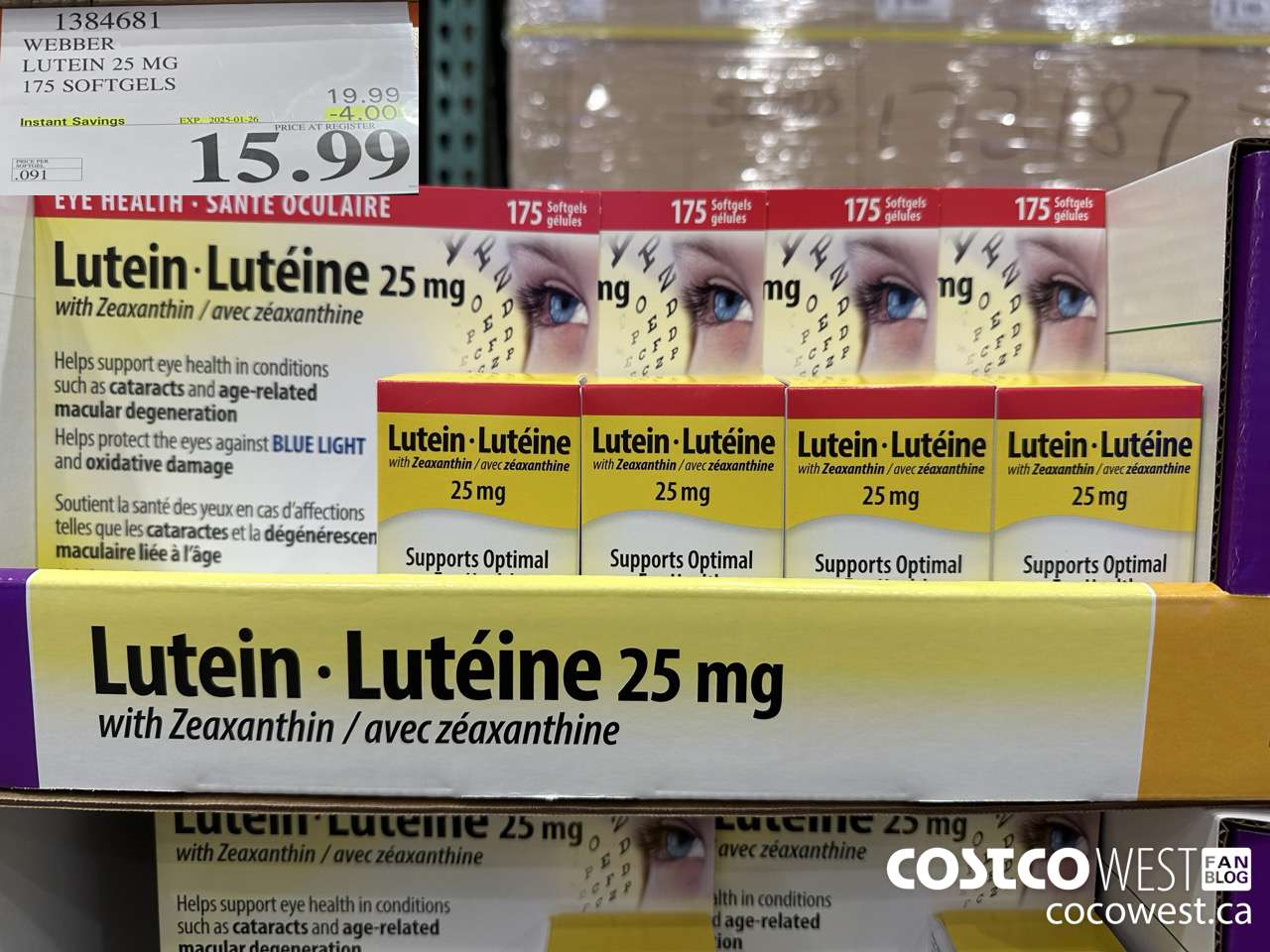 1384681 WEBBER LUTEIN 25 MG 175 SOFTGELS ($4.00 INSTANT SAVINGS EXPIRES ON 2025-01-26) $15.99