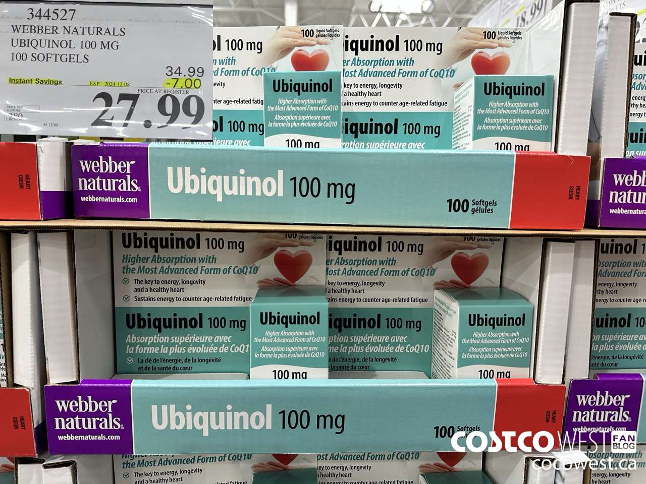 344527 WEBBER NATURALS UBIQUINOL 100 MG 100 SOFTGELS ($7.00 INSTANT SAVINGS EXPIRES ON 2024-12-08) $27.99