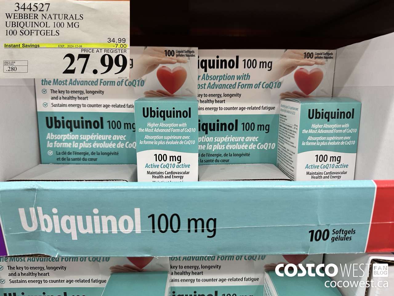 344527 WEBBER NATURALS UBIQUINOL 100 MG 100 SOFTGELS ($7.00 INSTANT SAVINGS EXPIRES ON 2024-12-08) $27.99