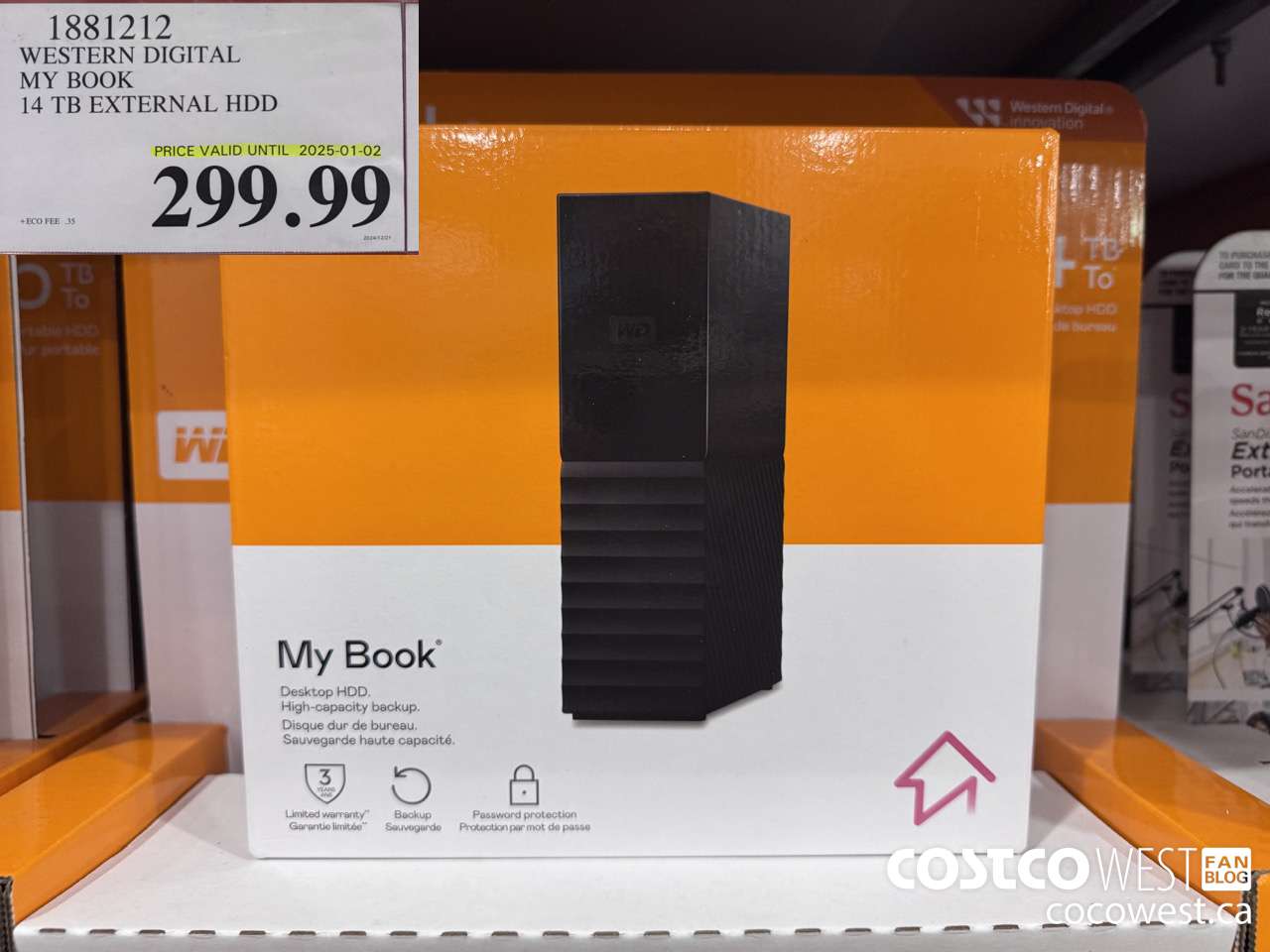 1881212 WESTERN DIGITAL MY BOOK 14TB HARD DRIVE (EXPIRES ON 2025-01-02) $299.99