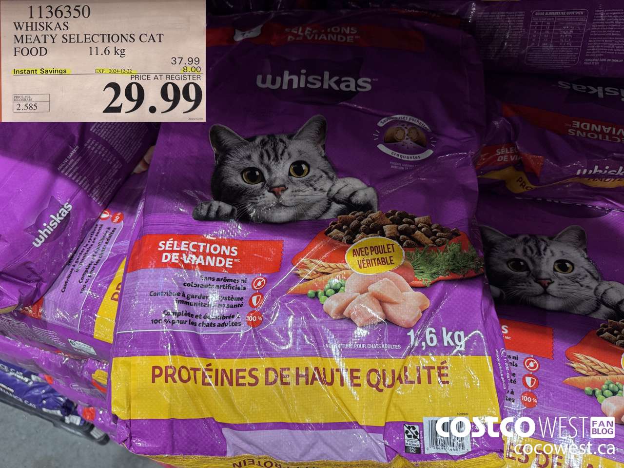 1136350 WHISKAS MEATY SELECTIONS CAT FOOD 11.6 kg ($8.00 INSTANT SAVINGS EXPIRES ON 2024-12-22) $29.99