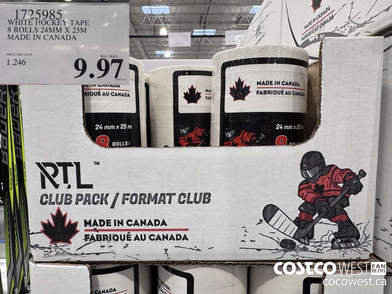 1725985 WHITE HOCKEY TAPE 8 ROLLS 24MM X 25M MADE IN CANADA $9.97