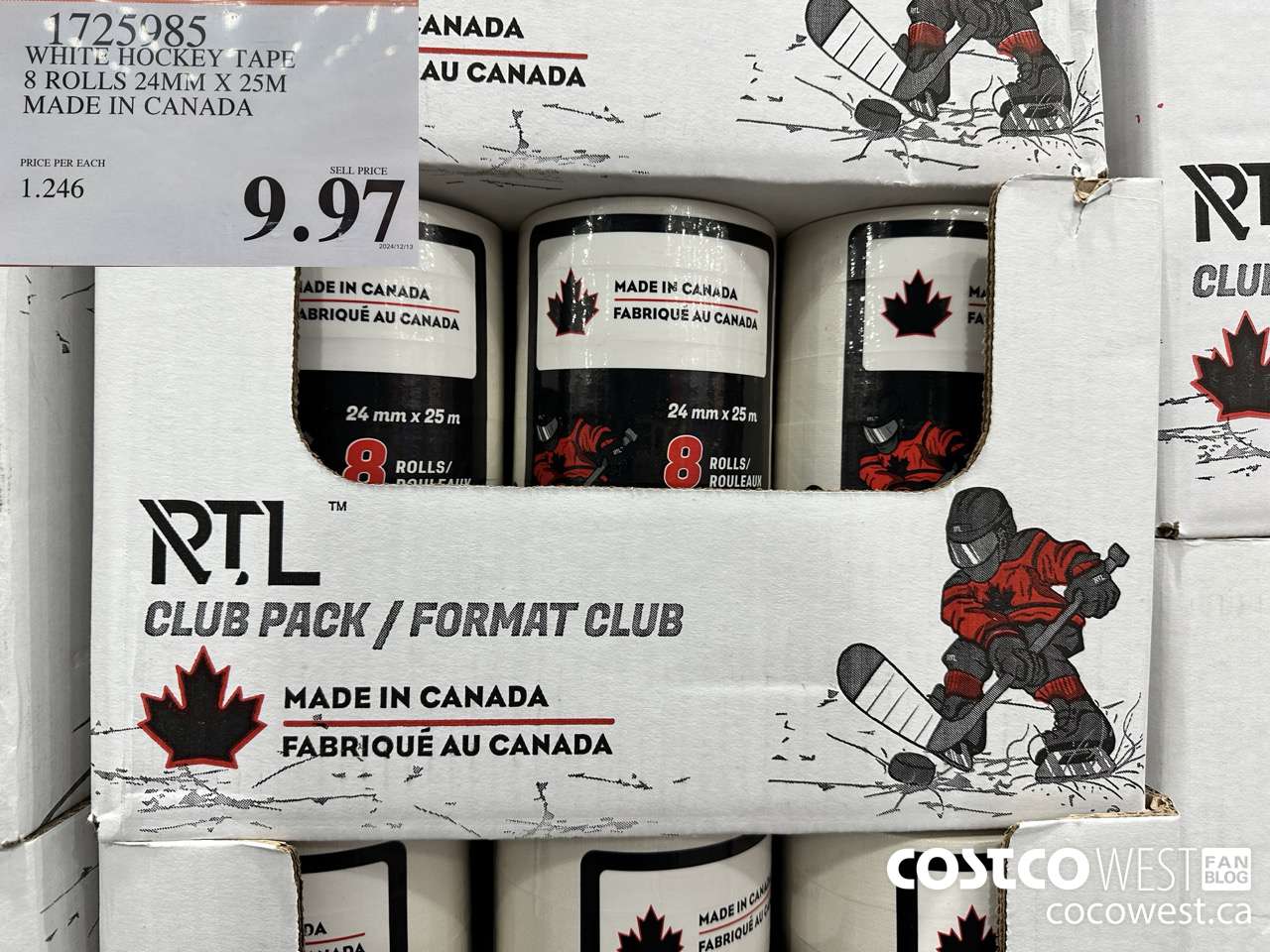 1725985 WHITE HOCKEY TAPE 8 ROLLS 24MM X 25M MADE IN CANADA $9.97