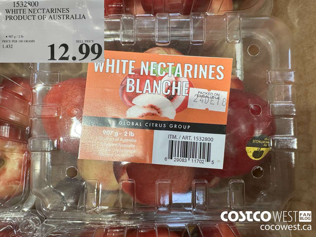 1532800 WHITE NECTARINES PRODUCT OF AUSTRALIA $12.99