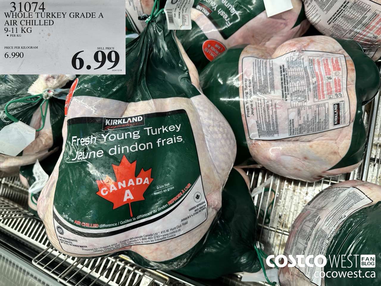 31074 WHOLE TURKEY GRADE A AIR CHILLED 9-11 KG $6.99