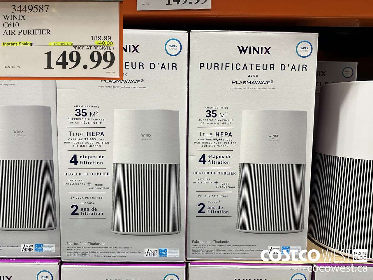 3449587 WINIX C610 AIR PURIFIER ($40.00 INSTANT SAVINGS EXPIRES ON 2024-12-31) $149.99