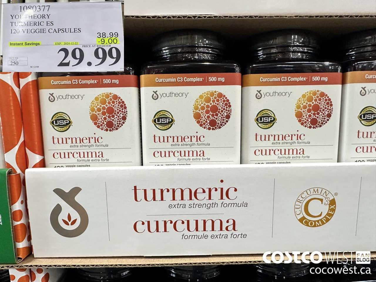 1080377 YOUTHEORY TURMERIC ES 120 VEGGIE CAPSULES ($9.00 INSTANT SAVINGS EXPIRES ON 2024-12-22) $29.99