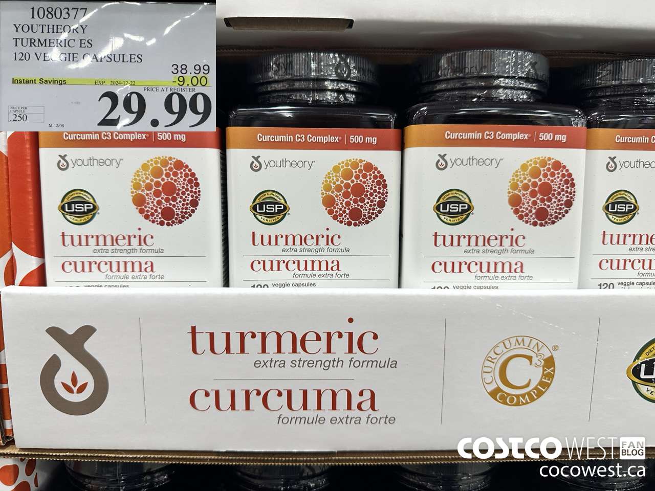 1080377 YOUTHEORY TURMERIC ES 120 VEGGIE CAPSULES ($9.00 INSTANT SAVINGS EXPIRES ON 2024-12-22) $29.99
