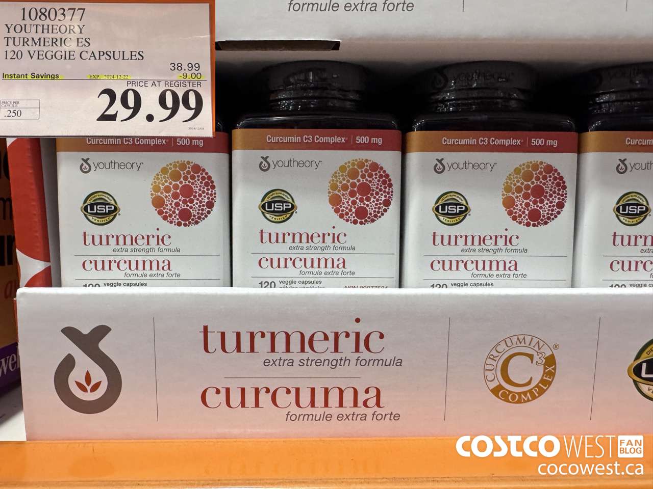 1080377 YOUTHEORY TURMERIC ES 120 VEGGIE CAPSULES ($9.00 INSTANT SAVINGS EXPIRES ON 2024-12-22) $29.99