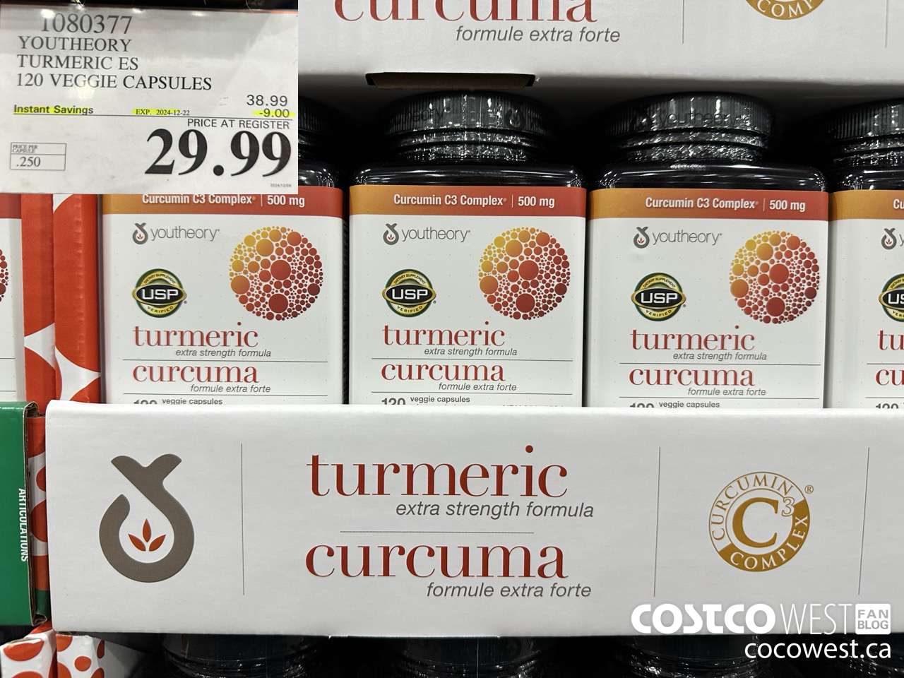 1080377 YOUTHEORY TURMERIC ES 120 VEGGIE CAPSULES ($9.00 INSTANT SAVINGS EXPIRES ON 2024-12-22) $29.99