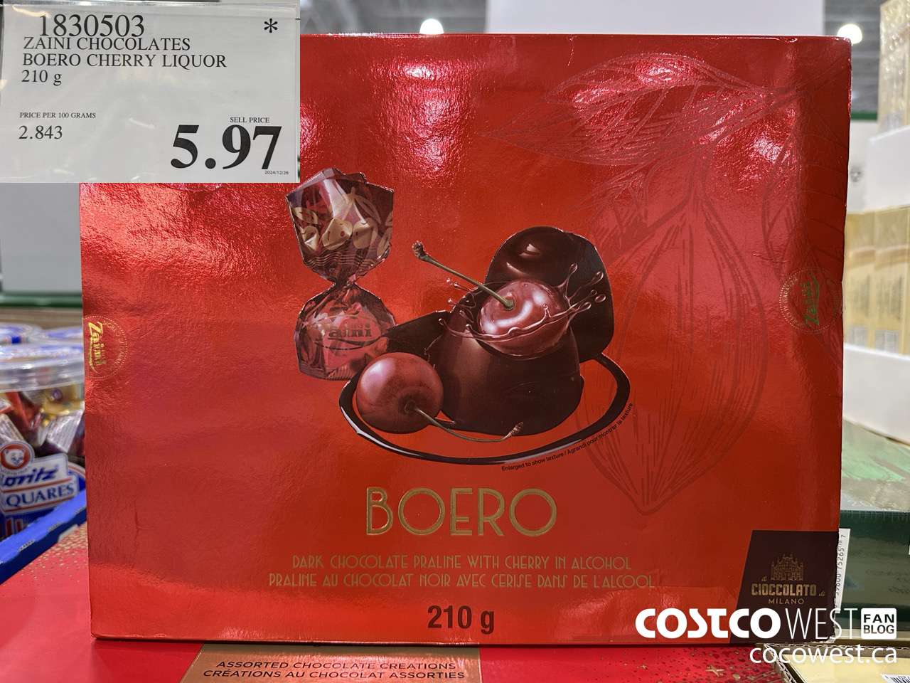 1830503 ZAINI CHOCOLATES BOERO CHERRY LIQUOR 210G $5.97