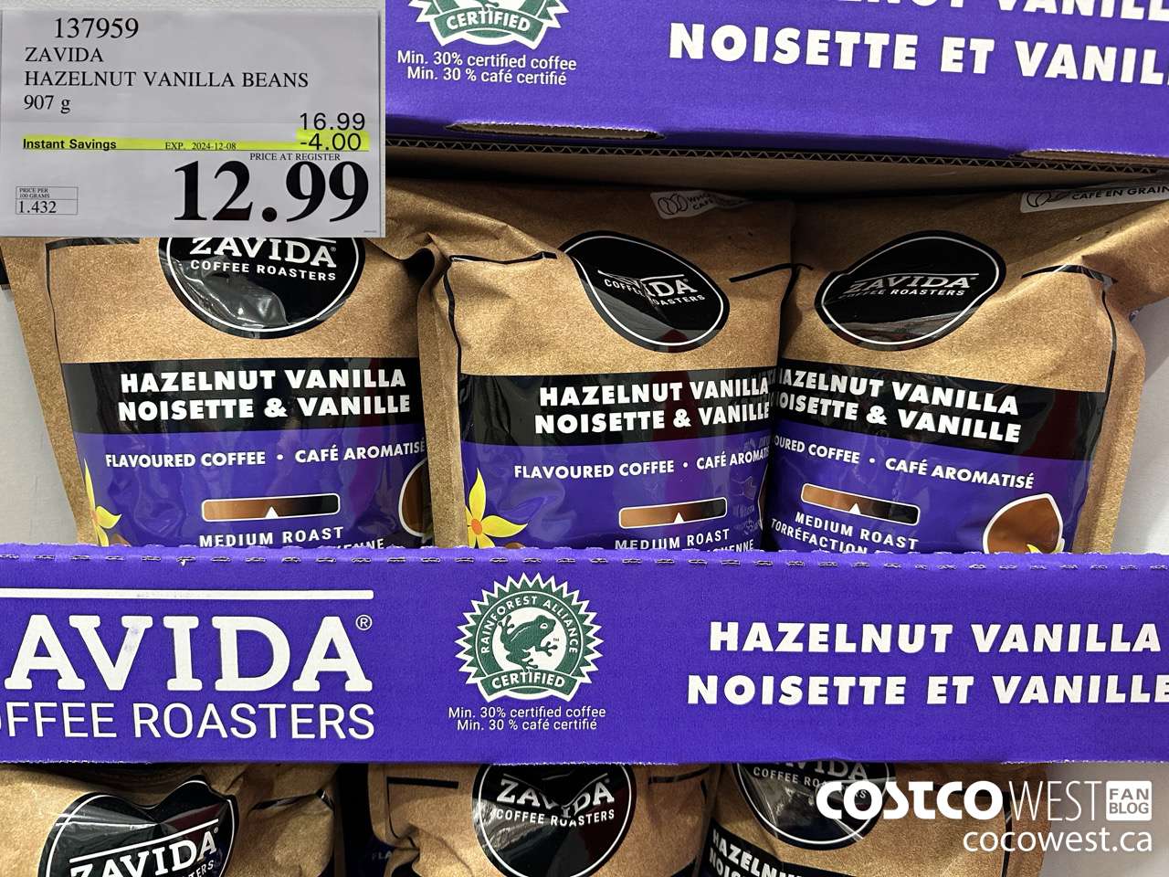 137959 ZAVIDA HAZELNUT VANILLA BEANS 907 g ($4.00 INSTANT SAVINGS EXPIRES ON 2024-12-08) $12.99