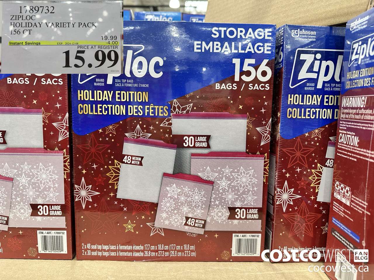 1789732 ZIPOC HOLIDAY VARIETY PACK 156CT ($4.00 INSTANT SAVINGS EXPIRES ON 2024-12-08) $15.99
