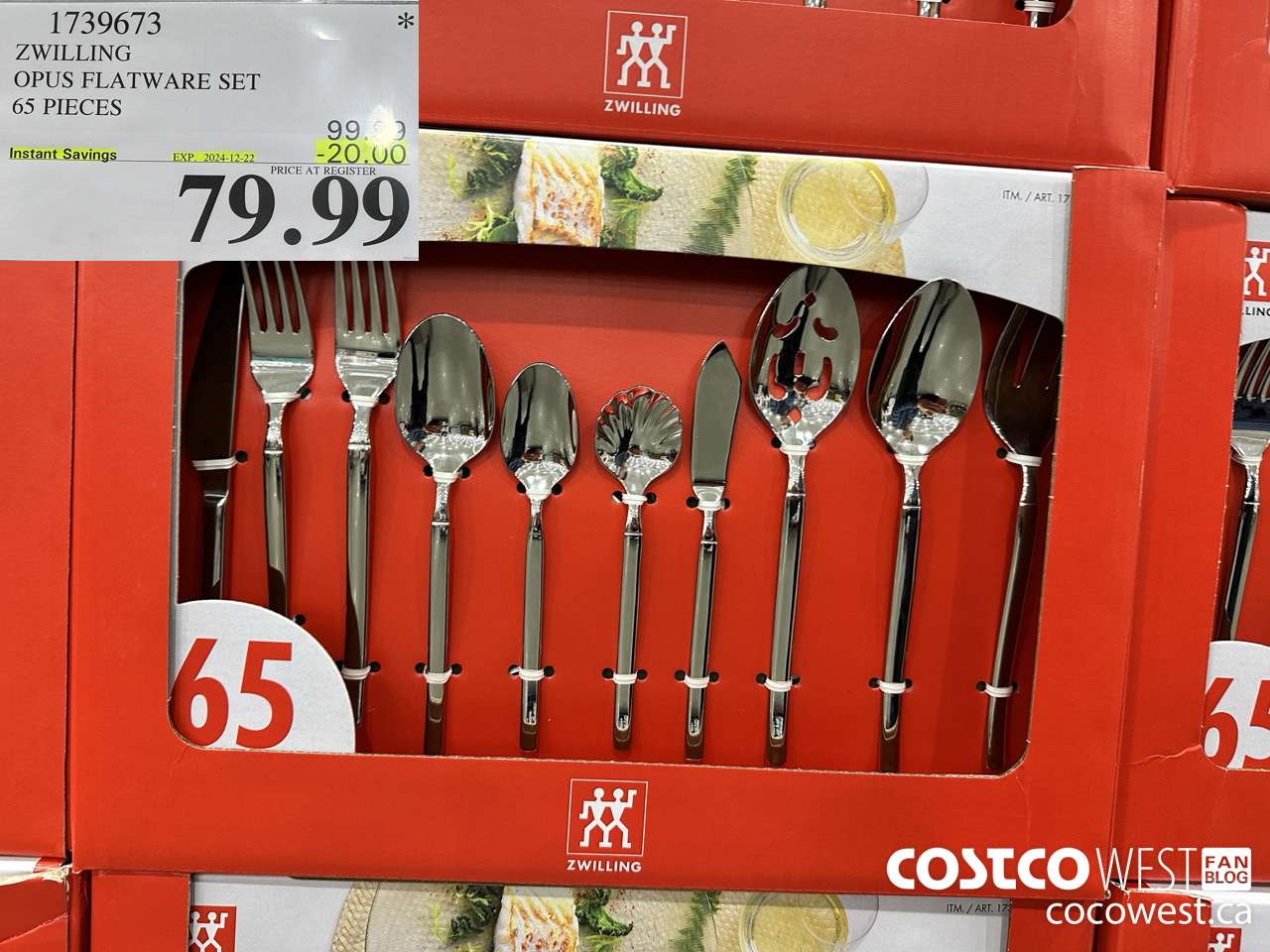 1739673 ZWILLING OPUS FLATWARE SET 65 PIECES ($20.00 INSTANT SAVINGS EXPIRES ON 2024-12-22) $79.99