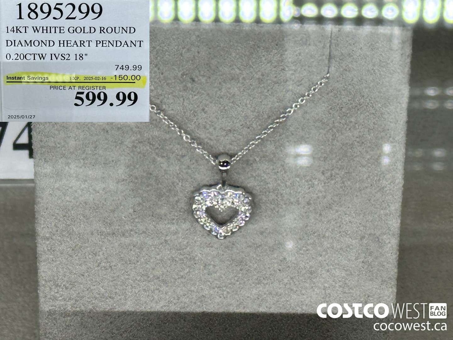1895299 14KT WHITE GOLD ROUND DIAMOND HEART PENDANT O.20CTW IVS2 18