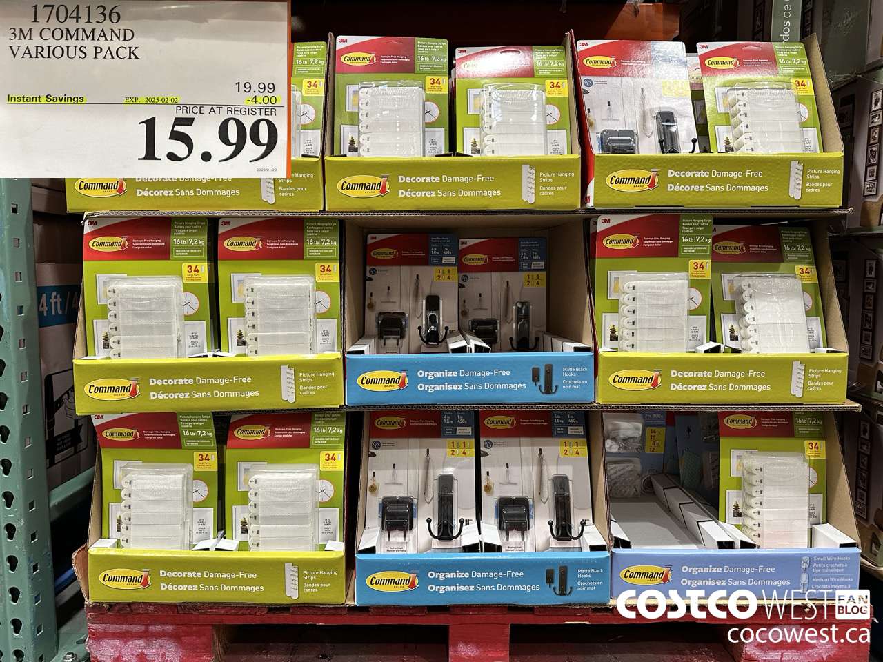 1704136 3M COMMAND VARIOUS PACK ($4.00 INSTANT SAVINGS EXPIRES ON 2025-02-02) $15.99