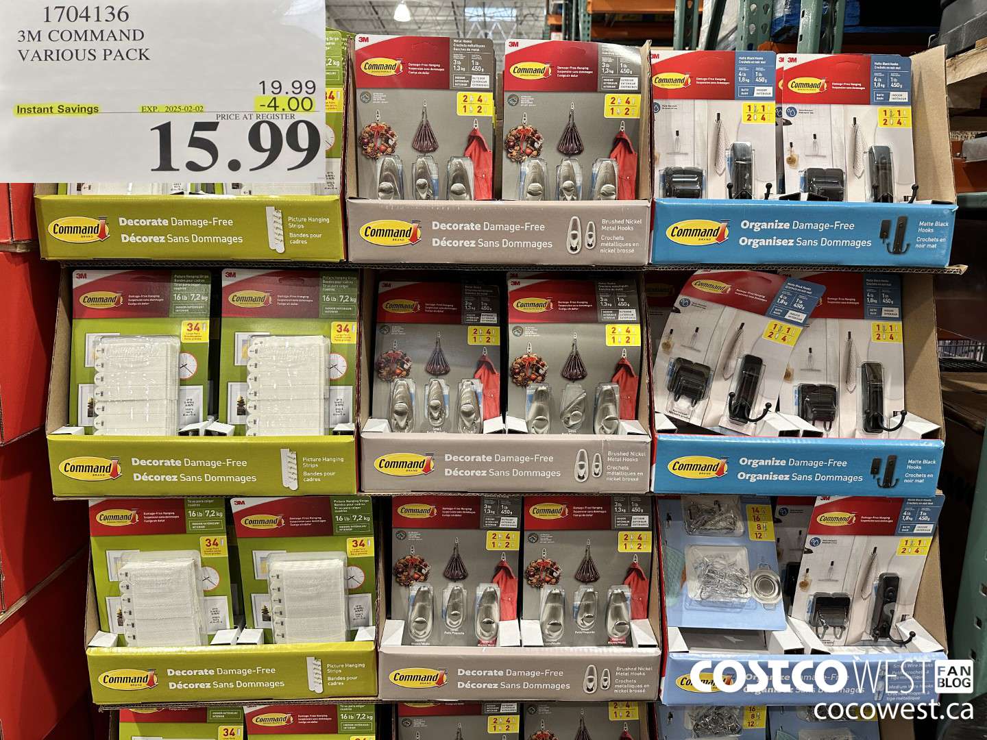 1704136 3M COMMAND VARIOUS PACK ($4.00 INSTANT SAVINGS EXPIRES ON 2025-02-02) $15.99