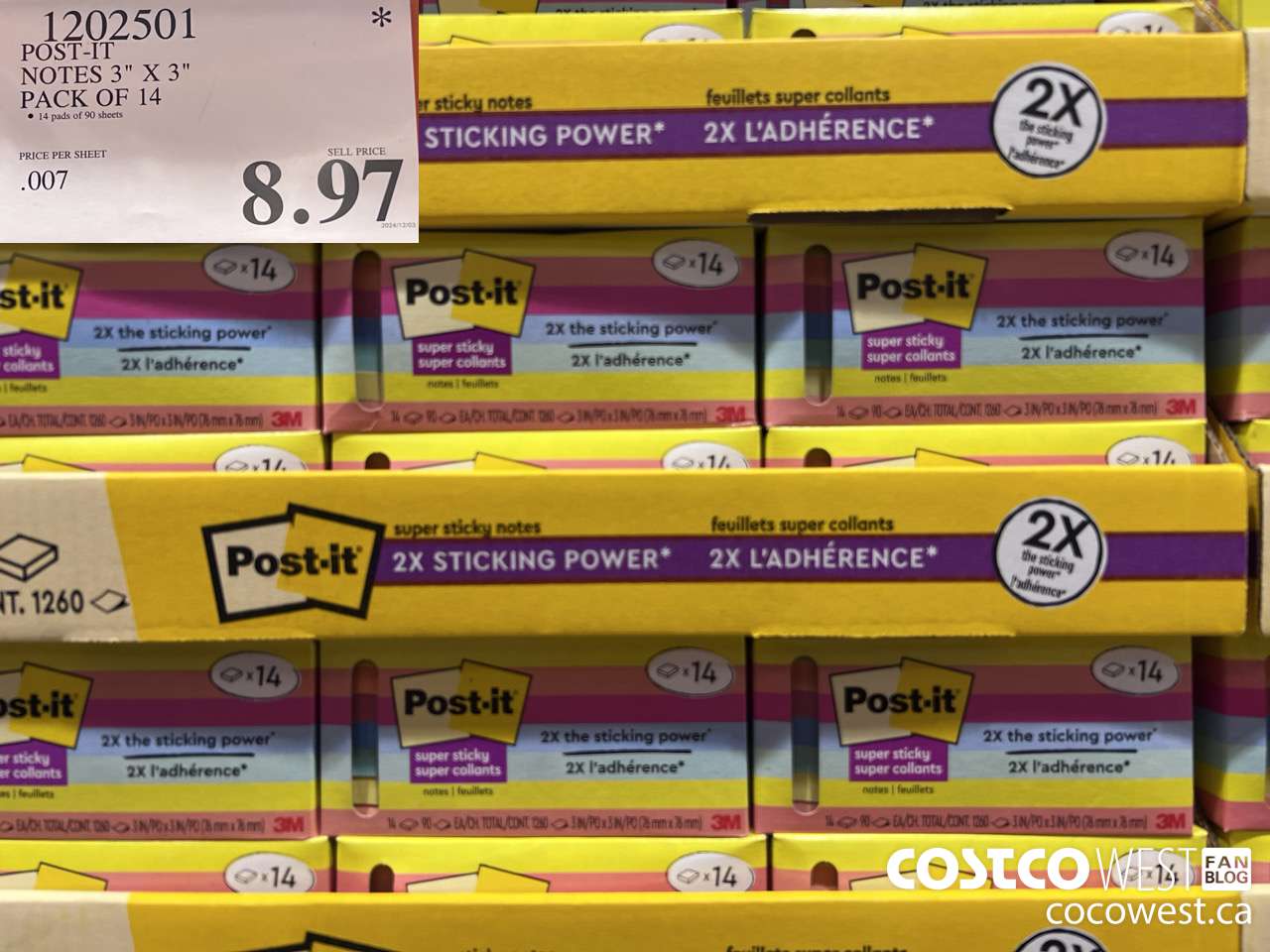 1202501 3M POST-IT NOTES 3