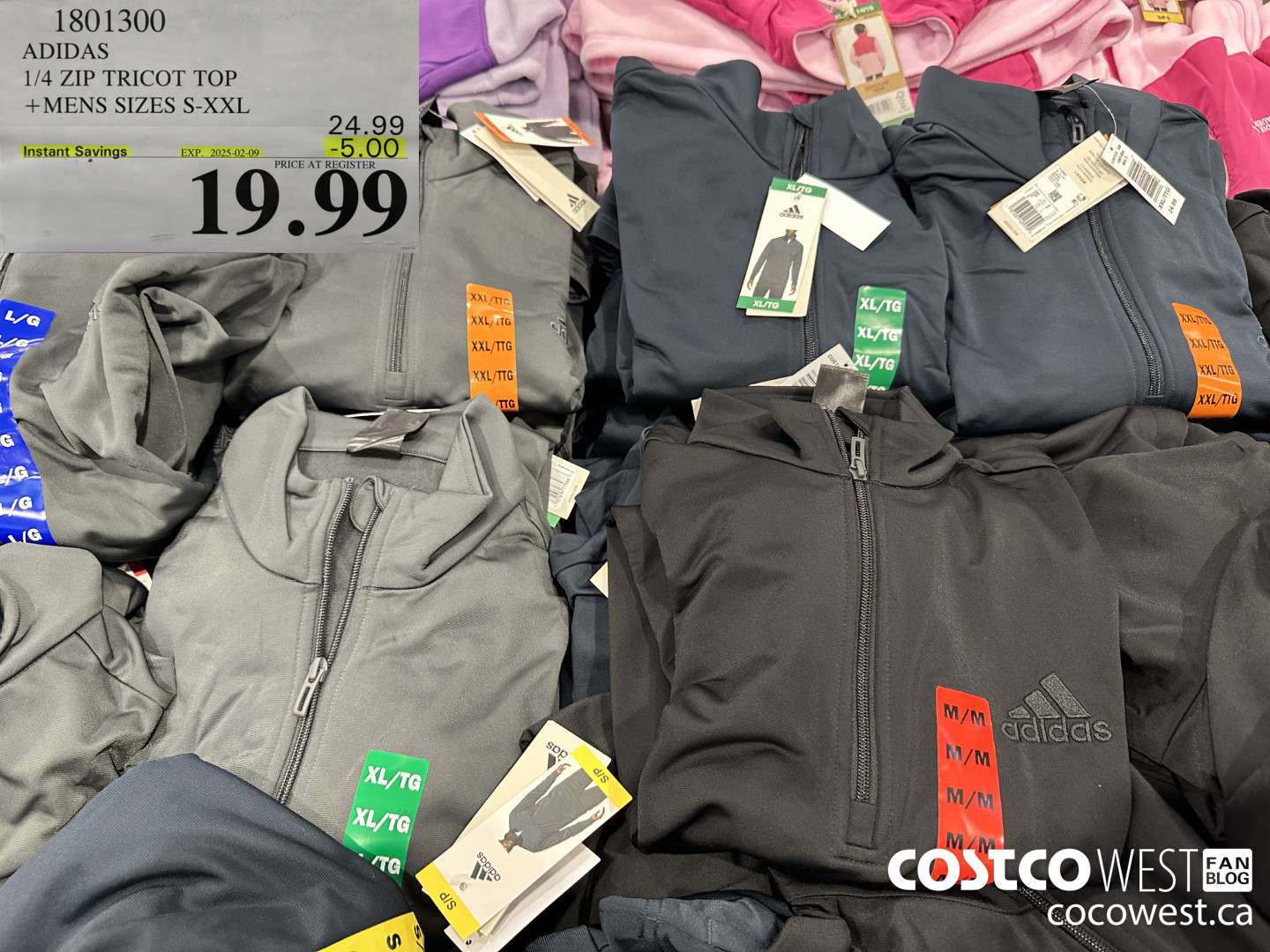 1801300 ADDIAS 1/4 ZIP TRICOT TOP MENS SIZES S-XXL ($5.00 INSTANT SAVINGS EXPIRES ON 2025-02-09) $19.99