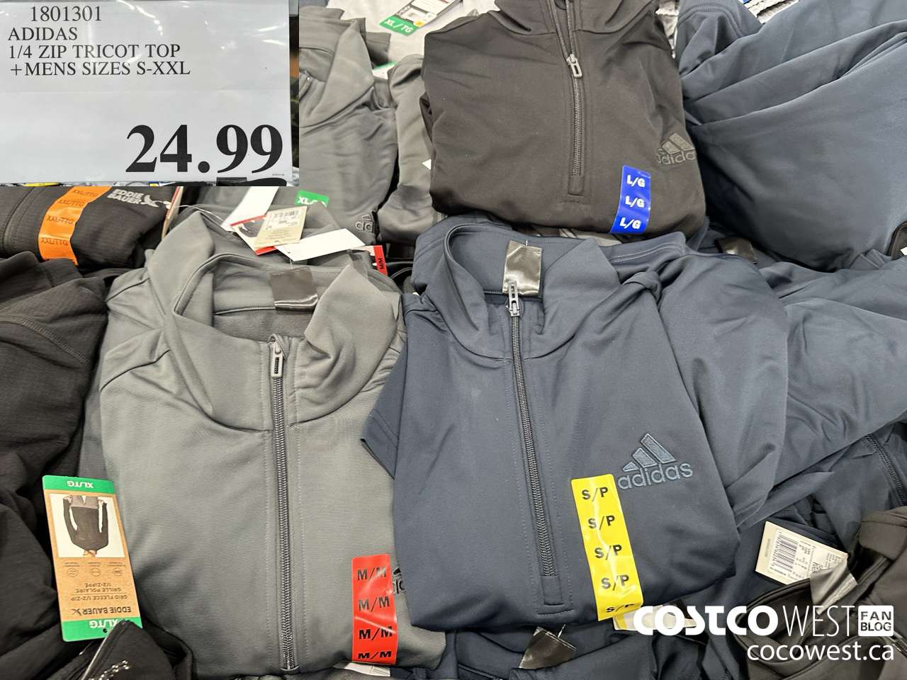 1801301 ADIDAS 1/4 ZIP TRICOT TOP MENS SIZES S-XXL $24.99