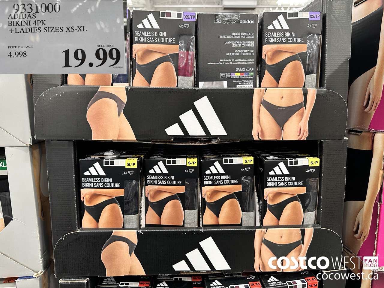 9331000 ADIDAS BIKINI 4PK LADIES SIZES XS-XL $19.99