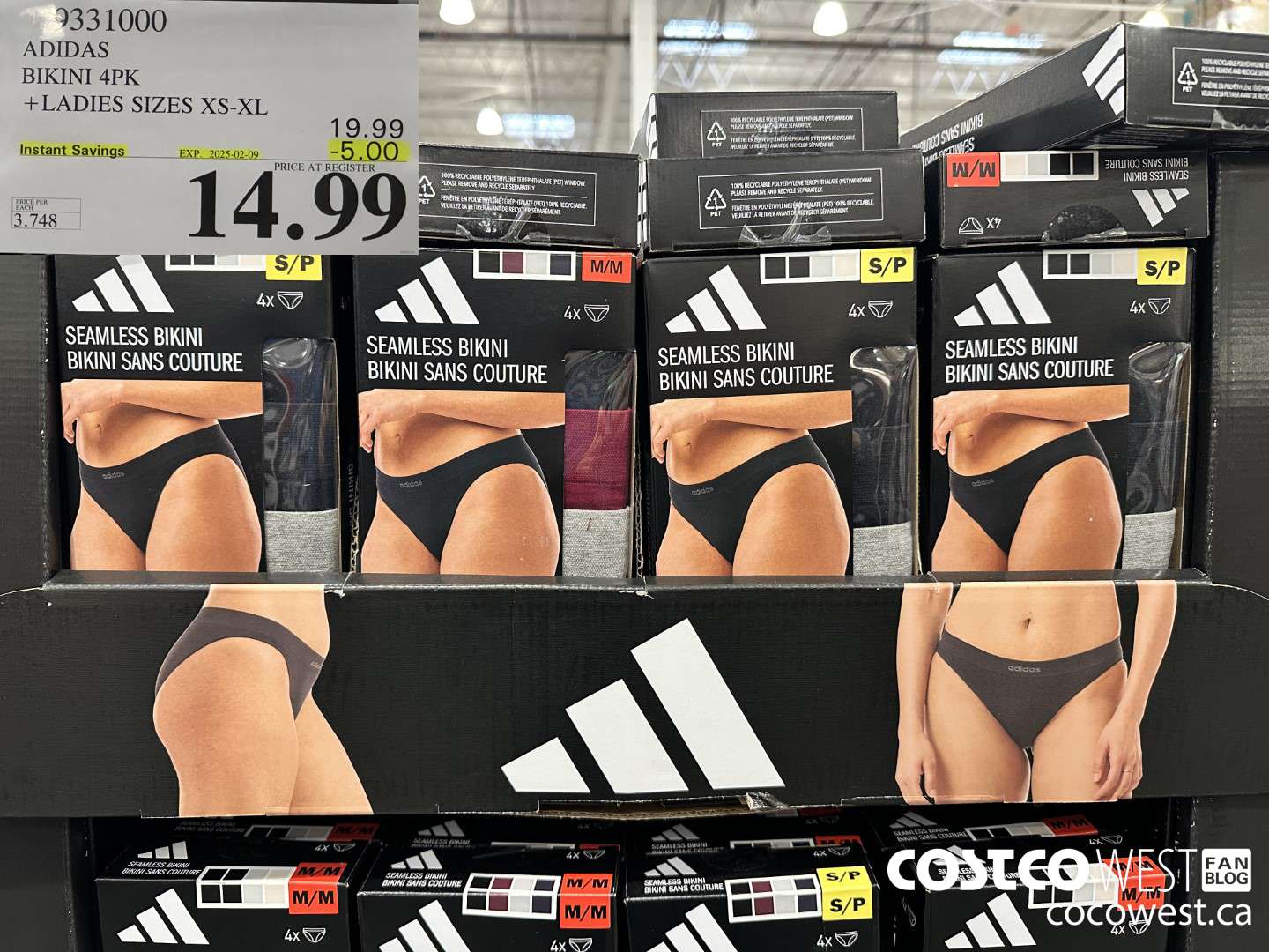 9331000 ADIDAS BIKINI 4PK LADIES SIZES XS-XL ($5.00 INSTANT SAVINGS EXPIRES ON 2025-02-09) $14.99