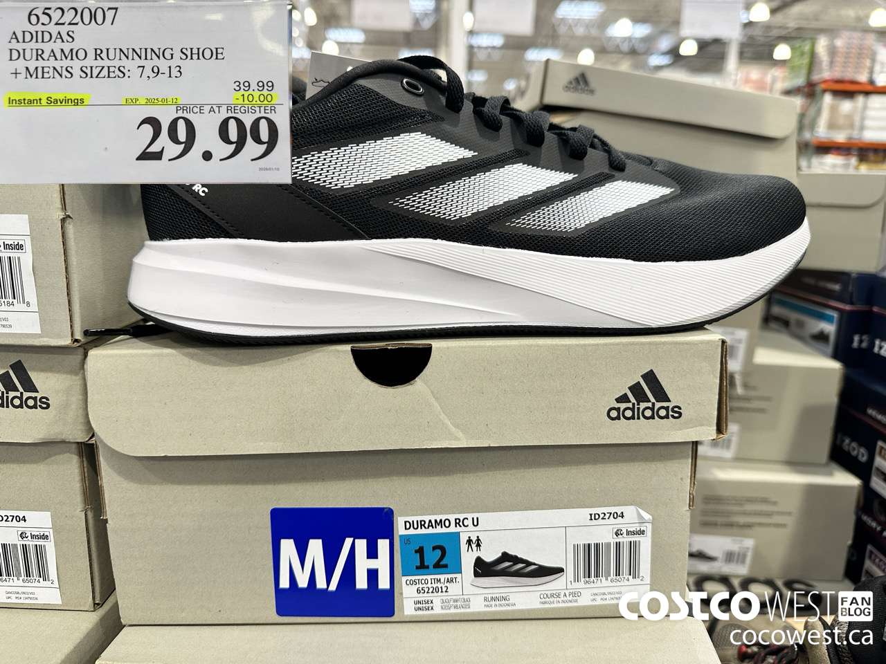 6522007 ADIDAS DURAMO RUNNING SHOE MENS SIZES 7, 9-13 ($10.00 INSTANT SAVINGS EXPIRES ON 2025-01-12) $29.99