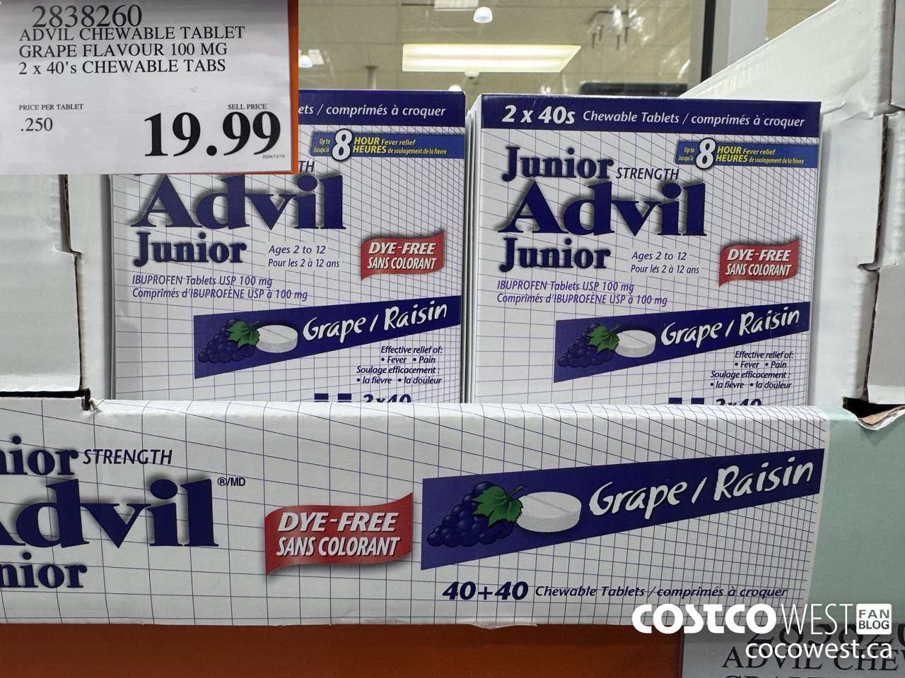 2838260 ADVIL CHEWABLE TABLET GRAPE FLAVOUR 100 MG 2 X 40'S CHEWABLE TABS $19.99