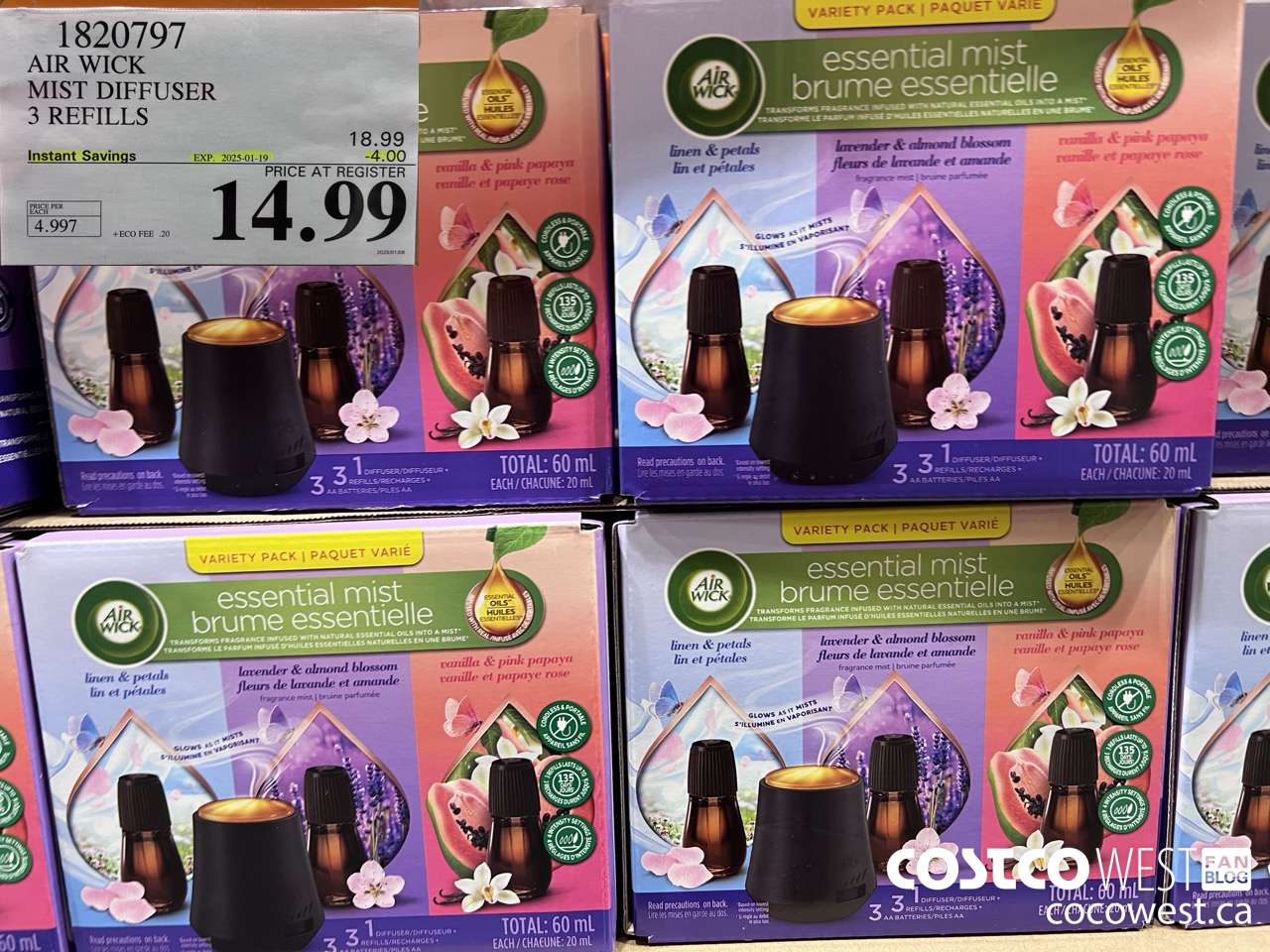 1820797 AIR WICK MIST DIFFUSER 3 REFILLS ($4.00 INSTANT SAVINGS EXPIRES ON 2025-01-19) $14.99