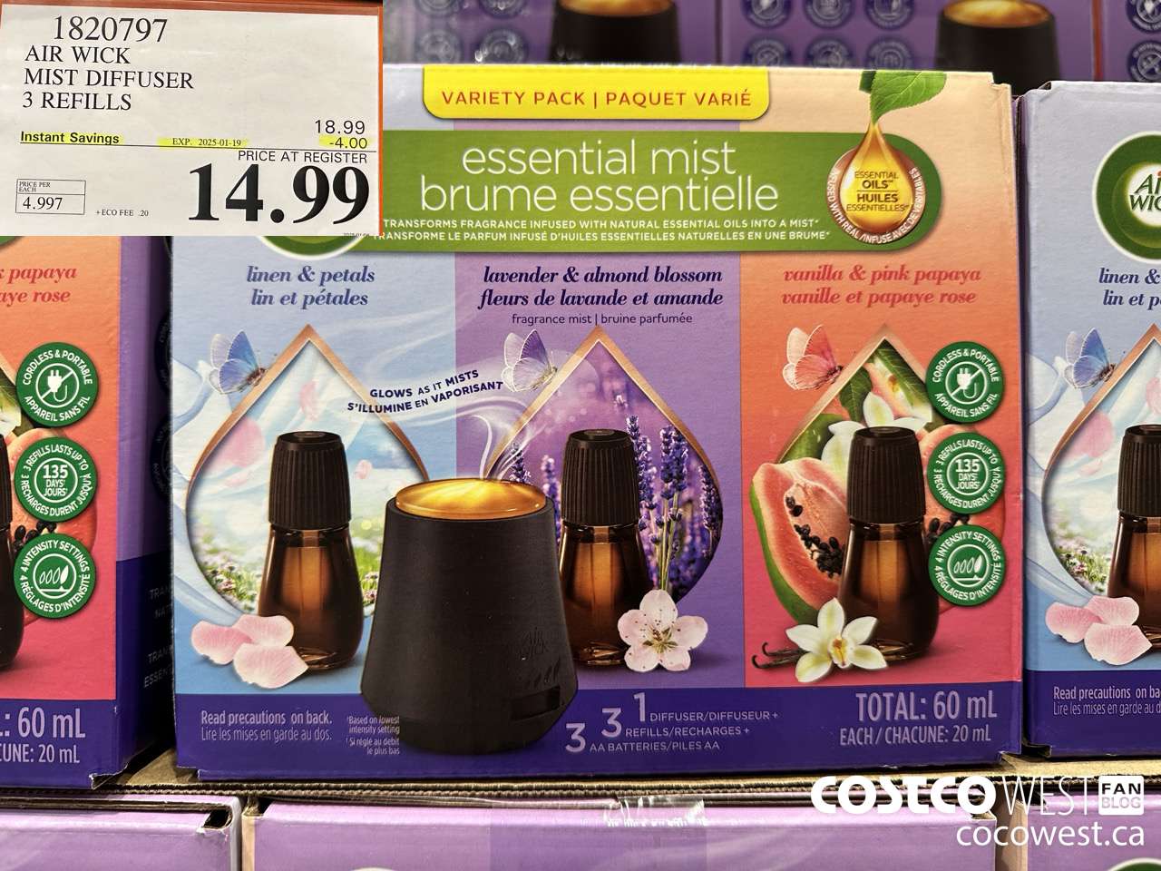 1820797 AIR WICK MIST DIFFUSER 3 REFILLS ($4.00 INSTANT SAVINGS EXPIRES ON 2025-01-19) $14.99