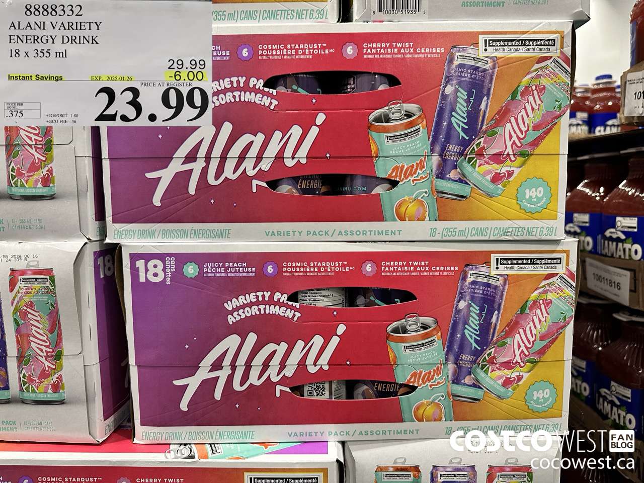 8888332 ALANI VARIETY ENERGY DRINK 1 X 244ML ($6.00 INSTANT SAVINGS EXPIRES ON 2025-01-26) $23.99