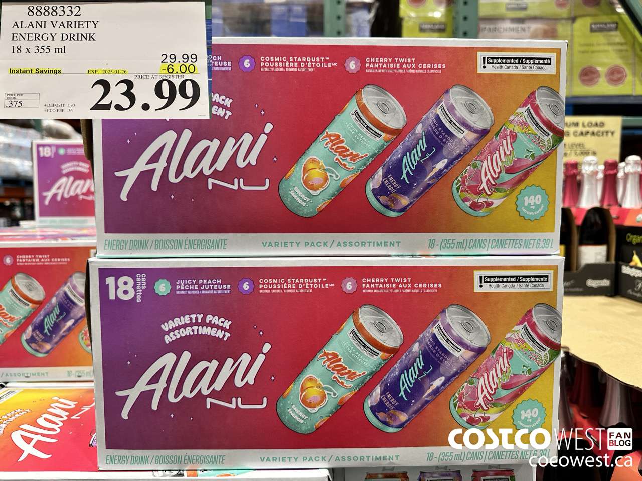 8888332 ALANI VARIETY ENERGY DRINK 1 X 244ML ($6.00 INSTANT SAVINGS EXPIRES ON 2025-01-26) $23.99