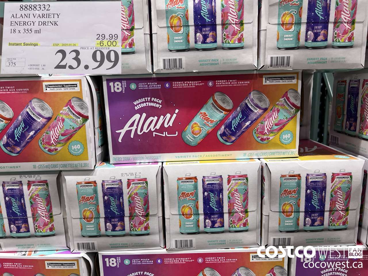 8888332 ALANI VARIETY ENERGY DRINK 1 X 244ML ($6.00 INSTANT SAVINGS EXPIRES ON 2025-01-26) $23.99